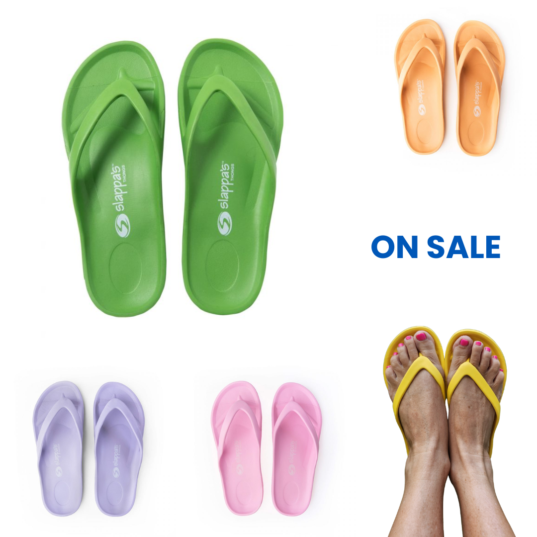 Slappa's Thongs Green, Gold Beige, Misty Lilac, Pale Pink & Yellow all colours on sale