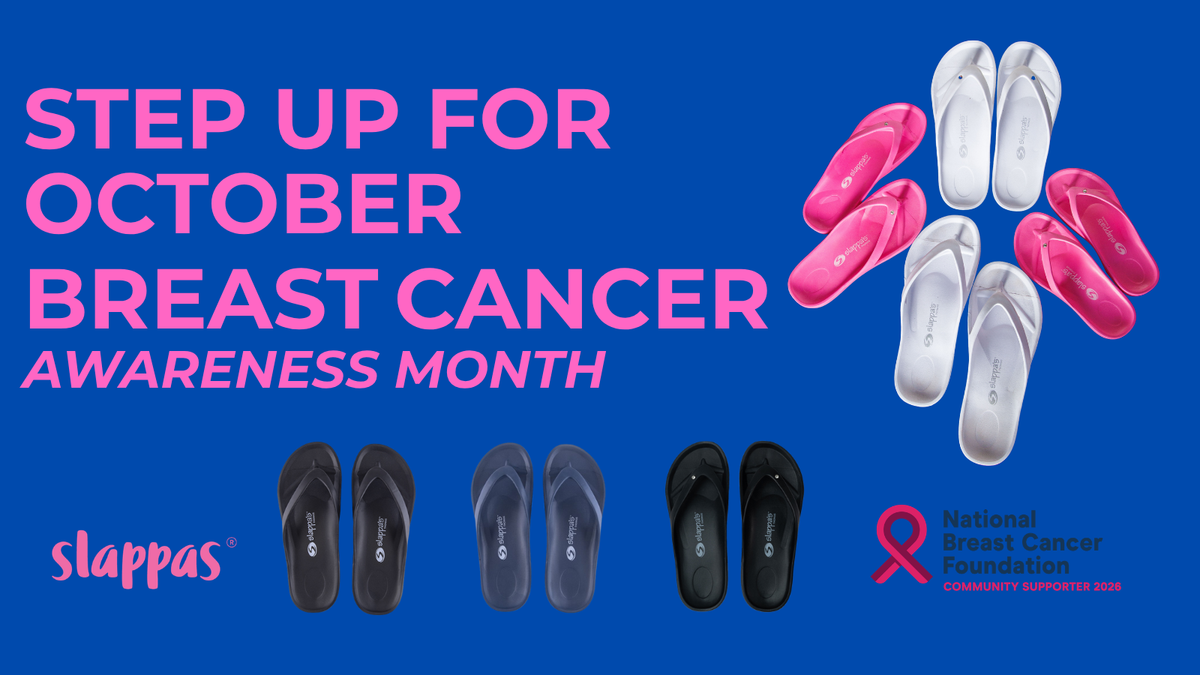 Blog Banner showing the Slappas Durable Arch Support Thongs colours in the NBCF Collection 2026 