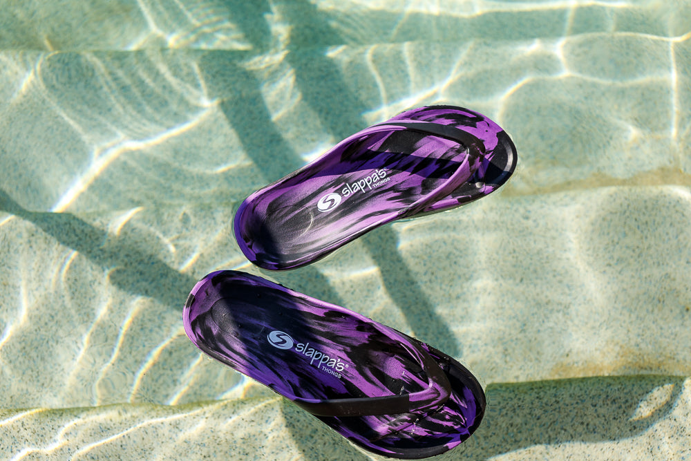 Slappas Arch Support Thongs - Blackpurple