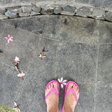 Pink Slappas durable arch support thongs worn in Bali