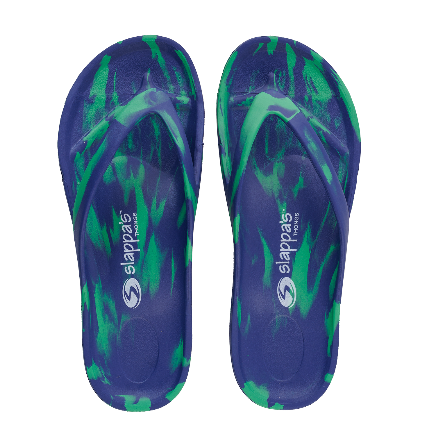 Slappas Arch Support Thongs - Blue Green