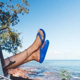 Blue Slappas durable arch support thongs  legs out the kombi