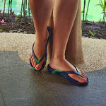 Slappas Arch Support Thongs - Blue Green