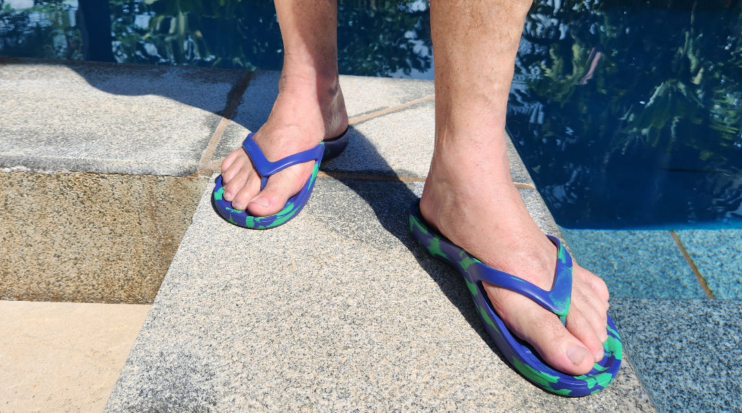Slappas Arch Support Thongs - Blue Green